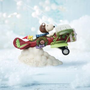 Enesco Peanuts by Jim Shore Snoopy Flying Christmas Ace Plane Figurine, 5.12 Inch, Multicolor