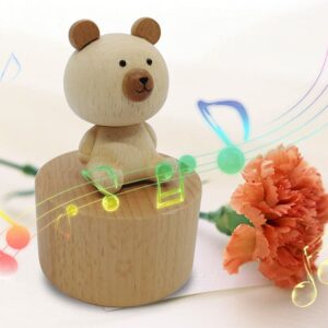 LILYXIN Cute Little Bear Mini Music Box, Little Animals Wooden Mechanical Music Box, The Music Box Gift That Sings Castle in The Sky, Best Gift for Boy Girl Friends Singing Music Gift Box