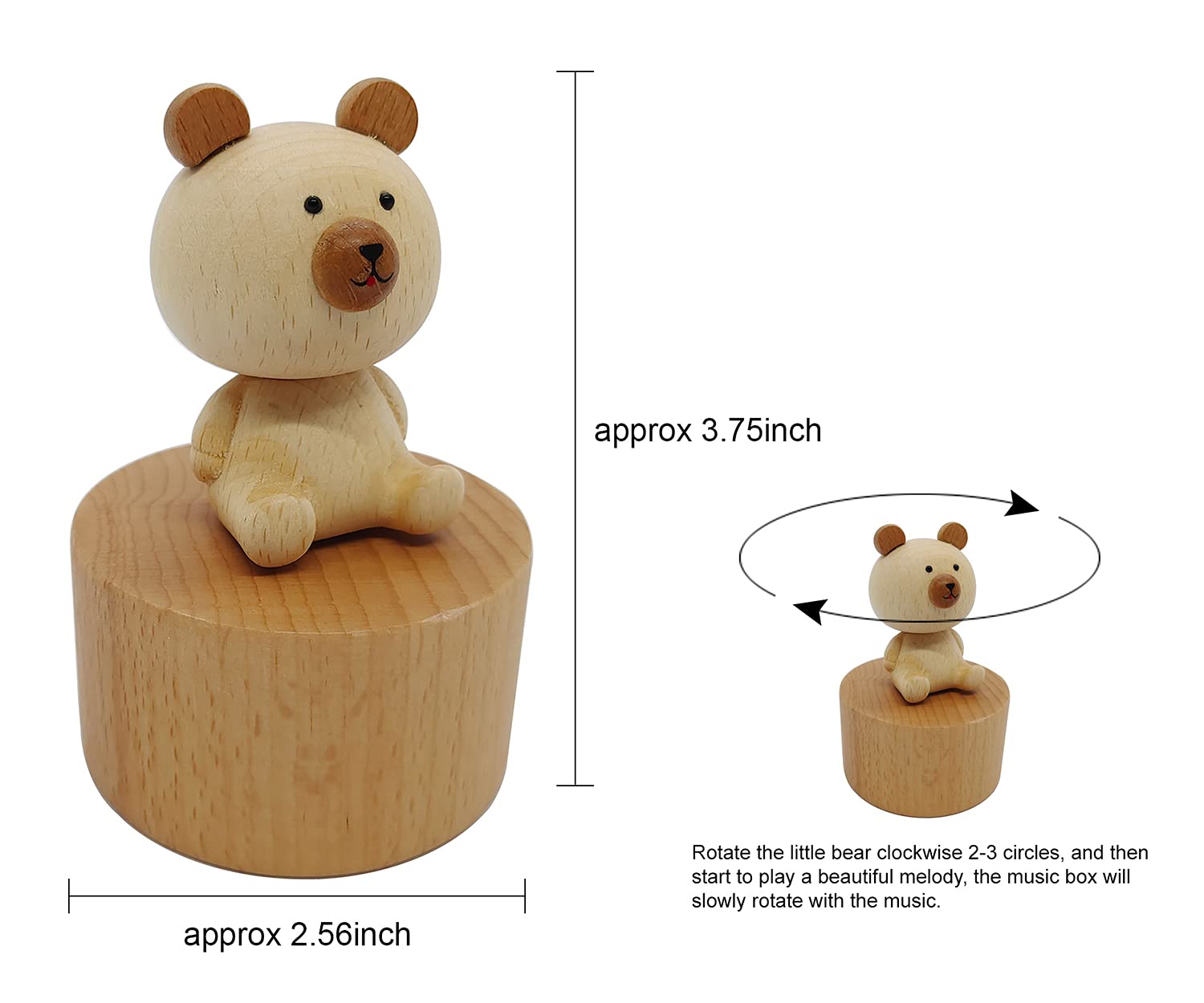 LILYXIN Cute Little Bear Mini Music Box, Little Animals Wooden Mechanical Music Box, The Music Box Gift That Sings Castle in The Sky, Best Gift for Boy Girl Friends Singing Music Gift Box