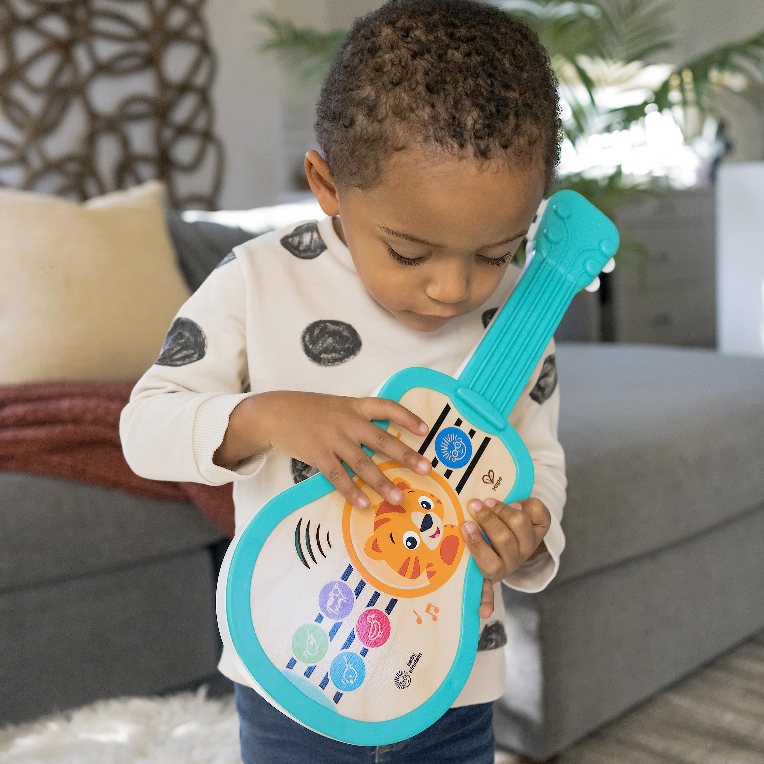 Baby Einstein Sing & Strum Magic Touch Ukulele Wooden Musical Toy, Ages 6 Months+, Multicolored