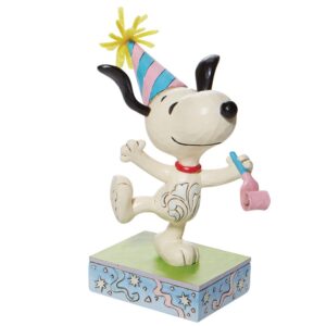 enesco jim shore peanuts snoopy birthday celebrations figurine, 5.25 inch, multicolor