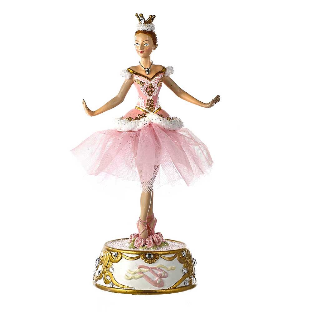 Kurt Adler T2274 10" Pink Ballerina Figure with Musical Base