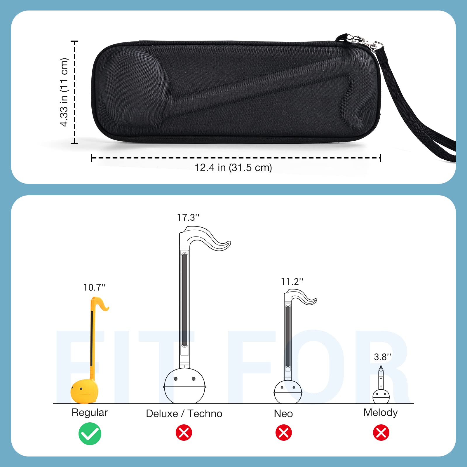 ProCase Carrying Case for Otamatone Japanese Electronic Musical Instrument Portable Synthesizer, Storage Organizer Holder for Regular Size Instrument Music Toy Accessories, Kids Child Gift -Black