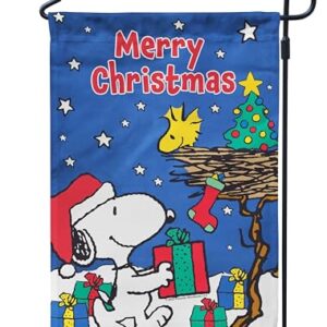 Flagology.com, PEANUTS® Merry Christmas Snoopy and Woodstock – Garden Flag 12.5" x 18", Outdoor Flag, Exclusive Premium Fabric, Officially Licensed PEANUTS®, Christmas