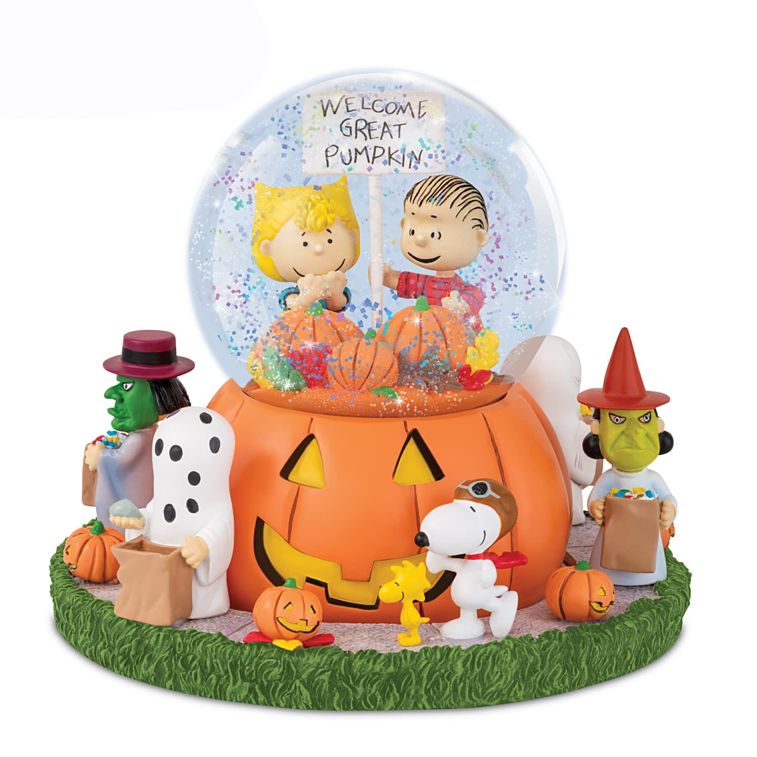 Peanuts It's The Great Pumpkin Hand-Painted Halloween Musical Sculpture Featuring Your Favorite Characters That Rotate Around The Base