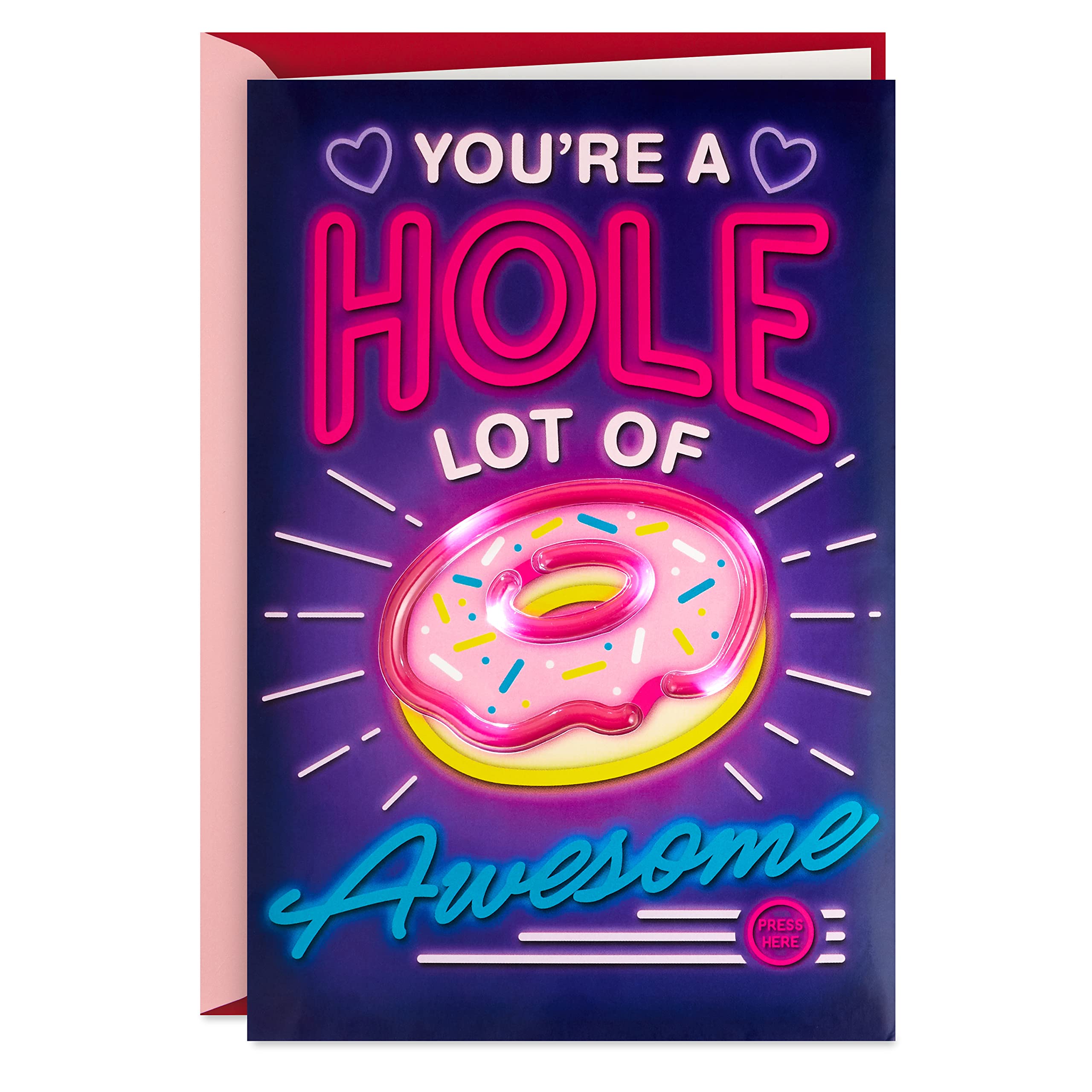 Hallmark Musical Valentines Day Card (Donut Neon Sign, Plays Oh Yeah)