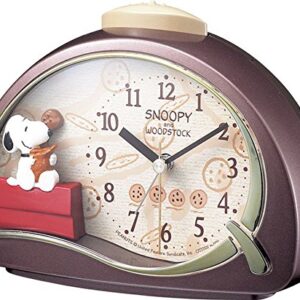 Rhythm Snoopy 4SE506MJ09 Alarm Clock Character Analog R506 Electronic Sound Alarm Brown