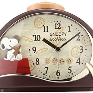 Rhythm Snoopy 4SE506MJ09 Alarm Clock Character Analog R506 Electronic Sound Alarm Brown