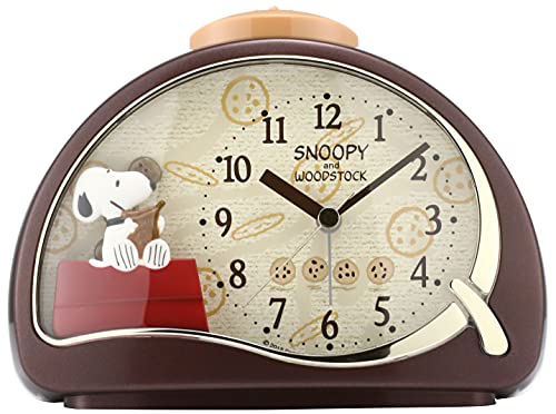 Rhythm Snoopy 4SE506MJ09 Alarm Clock Character Analog R506 Electronic Sound Alarm Brown