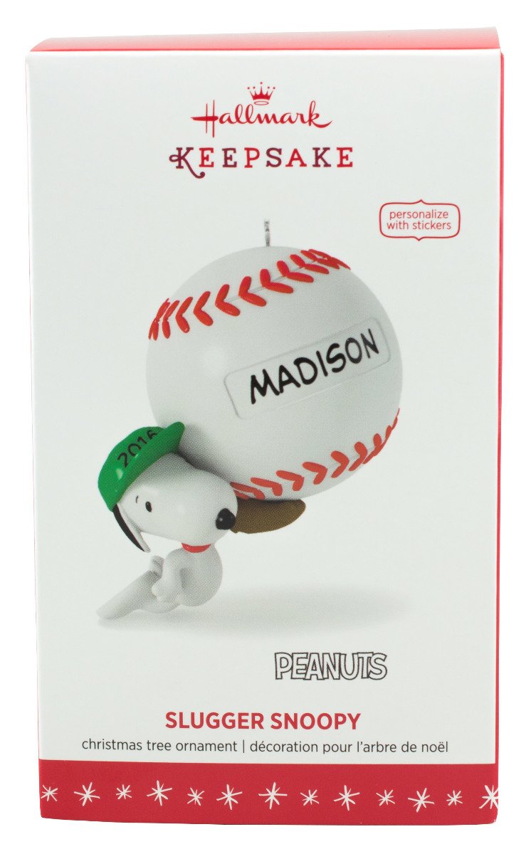 Hallmark 2016 Christmas Ornament Slugger Snoopy Baseball Ornament