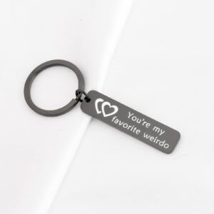 BNQL You're My Favourite Weirdo Keychain Funny Valentines Keychain Gift for Him or Her