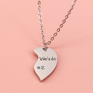 HOFOYA Split Heart Necklace Weirdo 1 Weirdo 2 Best Friends Forever Necklaces BFF Necklace for 2 Friendship Birthday Graduation Valentines Gifts for Sisters Best Friends.