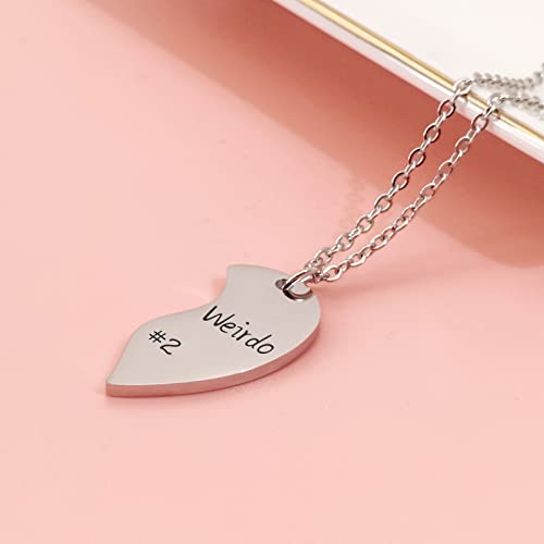 HOFOYA Split Heart Necklace Weirdo 1 Weirdo 2 Best Friends Forever Necklaces BFF Necklace for 2 Friendship Birthday Graduation Valentines Gifts for Sisters Best Friends.