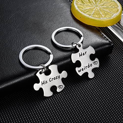 YEEQIN 2PCs His Crazy Her Weirdo Couples Keychains Set, Gifts for Couples Sweethearts Personalized Couples Jewelry, Gift for Boyfriend Girlfriend Lovers