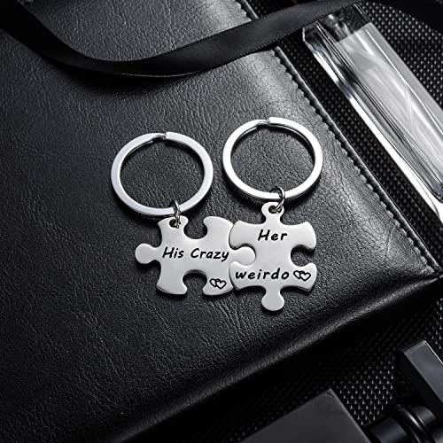 YEEQIN 2PCs His Crazy Her Weirdo Couples Keychains Set, Gifts for Couples Sweethearts Personalized Couples Jewelry, Gift for Boyfriend Girlfriend Lovers