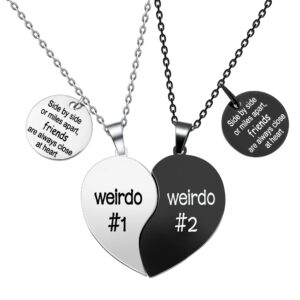 MJartoria Best Friend Necklaces BFF Necklace for 2 Friendship Valentines Day Gifts Matching Heart Pendant Necklace Best Friends Forever (Silver+Black, Miles Apart)