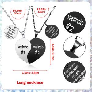 MJartoria Best Friend Necklaces BFF Necklace for 2 Friendship Valentines Day Gifts Matching Heart Pendant Necklace Best Friends Forever (Silver+Black, Miles Apart)