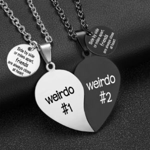 MJartoria Best Friend Necklaces BFF Necklace for 2 Friendship Valentines Day Gifts Matching Heart Pendant Necklace Best Friends Forever (Silver+Black, Miles Apart)