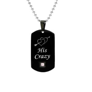 Couples Necklace with Titanium Stainless Steel Pendant,His & Hers Matching Necklace Set Lovers Gift(Her Weirdo & His Crazy)