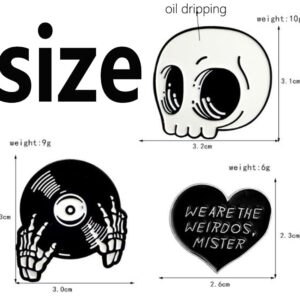 3pcs Enamel Pins Set Skull Disc Halloween Alloy Oil Dripping Brooch We Are The Weirdos Mister Cool Enamel Pins for Jacket Backpack