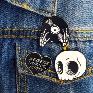 3pcs Enamel Pins Set Skull Disc Halloween Alloy Oil Dripping Brooch We Are The Weirdos Mister Cool Enamel Pins for Jacket Backpack