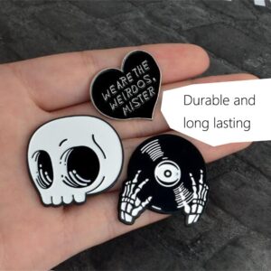 3pcs Enamel Pins Set Skull Disc Halloween Alloy Oil Dripping Brooch We Are The Weirdos Mister Cool Enamel Pins for Jacket Backpack