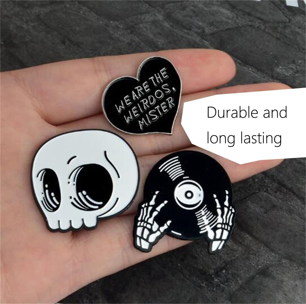 3pcs Enamel Pins Set Skull Disc Halloween Alloy Oil Dripping Brooch We Are The Weirdos Mister Cool Enamel Pins for Jacket Backpack