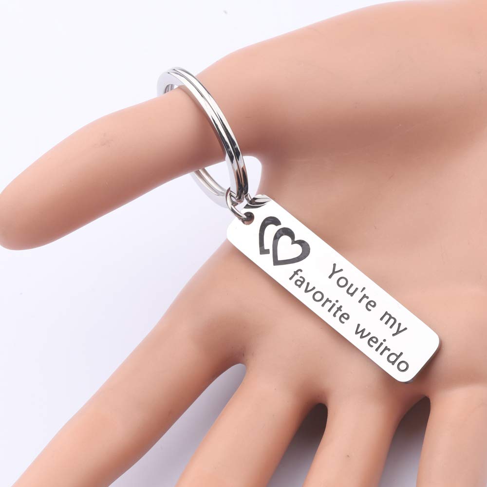 BNQL You're My Favourite Weirdo Keychain Funny Valentines Keychain Gift for Him or Her