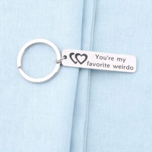 BNQL You're My Favourite Weirdo Keychain Funny Valentines Keychain Gift for Him or Her