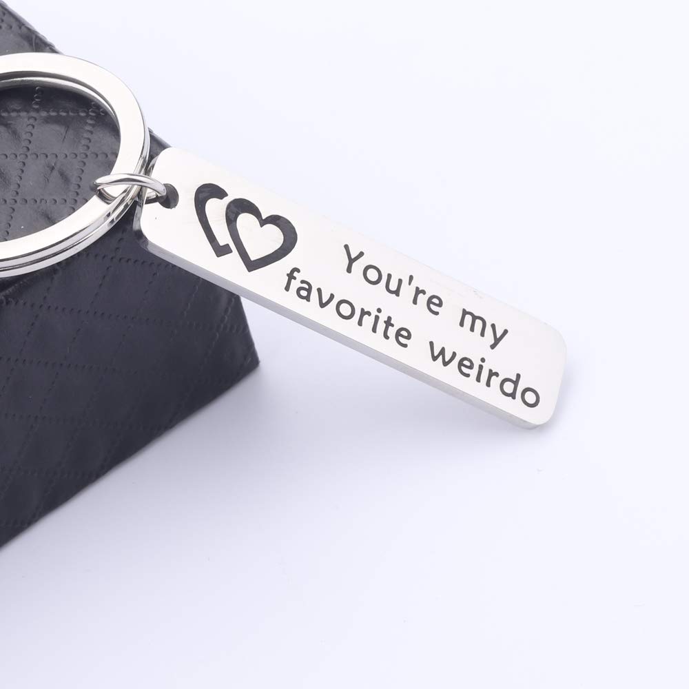 BNQL You're My Favourite Weirdo Keychain Funny Valentines Keychain Gift for Him or Her