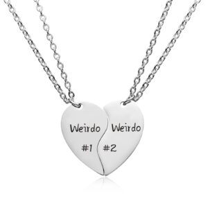 easyski girls friendship necklace 2 weirdo 1# weirdo 2# split heart matching chains bff necklaces 2 jewelry gifts for 2 girl sisters best friend.