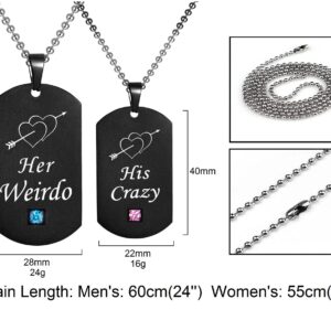 SunnyHouse Jewelry His & Hers Matching Set Titanium Stainless Steel His Crazy Her Weirdo Couple Pendant Necklace in a Gift Box (A PAIR)