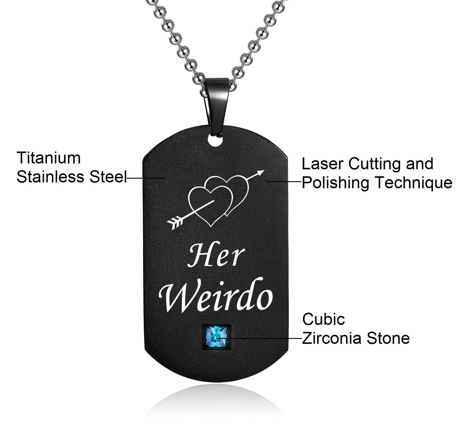 SunnyHouse Jewelry His & Hers Matching Set Titanium Stainless Steel His Crazy Her Weirdo Couple Pendant Necklace in a Gift Box (A PAIR)