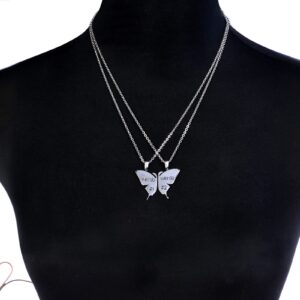 MJartoria Best Friend Necklaces BFF Necklace for 2 Friendship Valentines Day Gifts Split Butterfly Necklace Weirdo 1 Weirdo 2 Best Friends Forever Pendant Set(Silver)