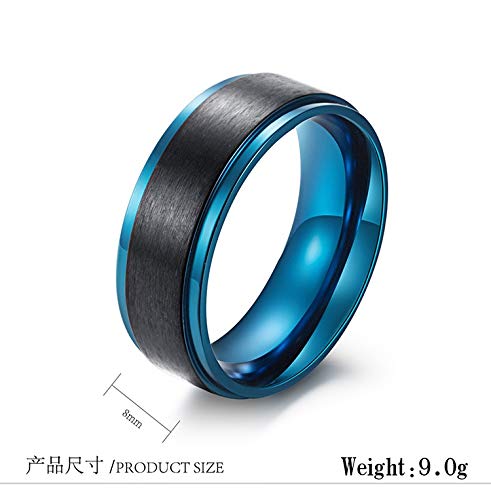 MZZJ Personalized Inside Her Weirdo & His Crazy Couple Ring Set 8MM Brushed Two-tone Black Blue Stainless Steel Step Edges Engagement Ring Wedding Band for Him Her,Anniversary Gift for Husband Wife