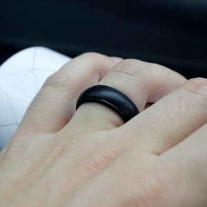 SHNIAN Silicone Rings - Her Weirdo & His Crazy - Matching Rings Couples Rings Custom Engraved Wedding Engagement Gift Promise Ring Black Sets, 8MM US Size 6 to 12