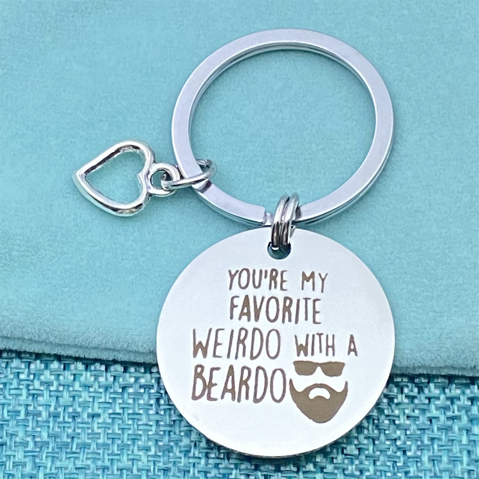 You're my Favorite Weirdo with a Beardo Keychain Funny Valentine's Day Gifts Keyring for Boyfriend Husband Bridegroom Fiancé Father's Day Keyring Anniversary Birthday Christmas Gifts for Men Jewelry