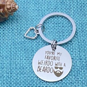 You're my Favorite Weirdo with a Beardo Keychain Funny Valentine's Day Gifts Keyring for Boyfriend Husband Bridegroom Fiancé Father's Day Keyring Anniversary Birthday Christmas Gifts for Men Jewelry