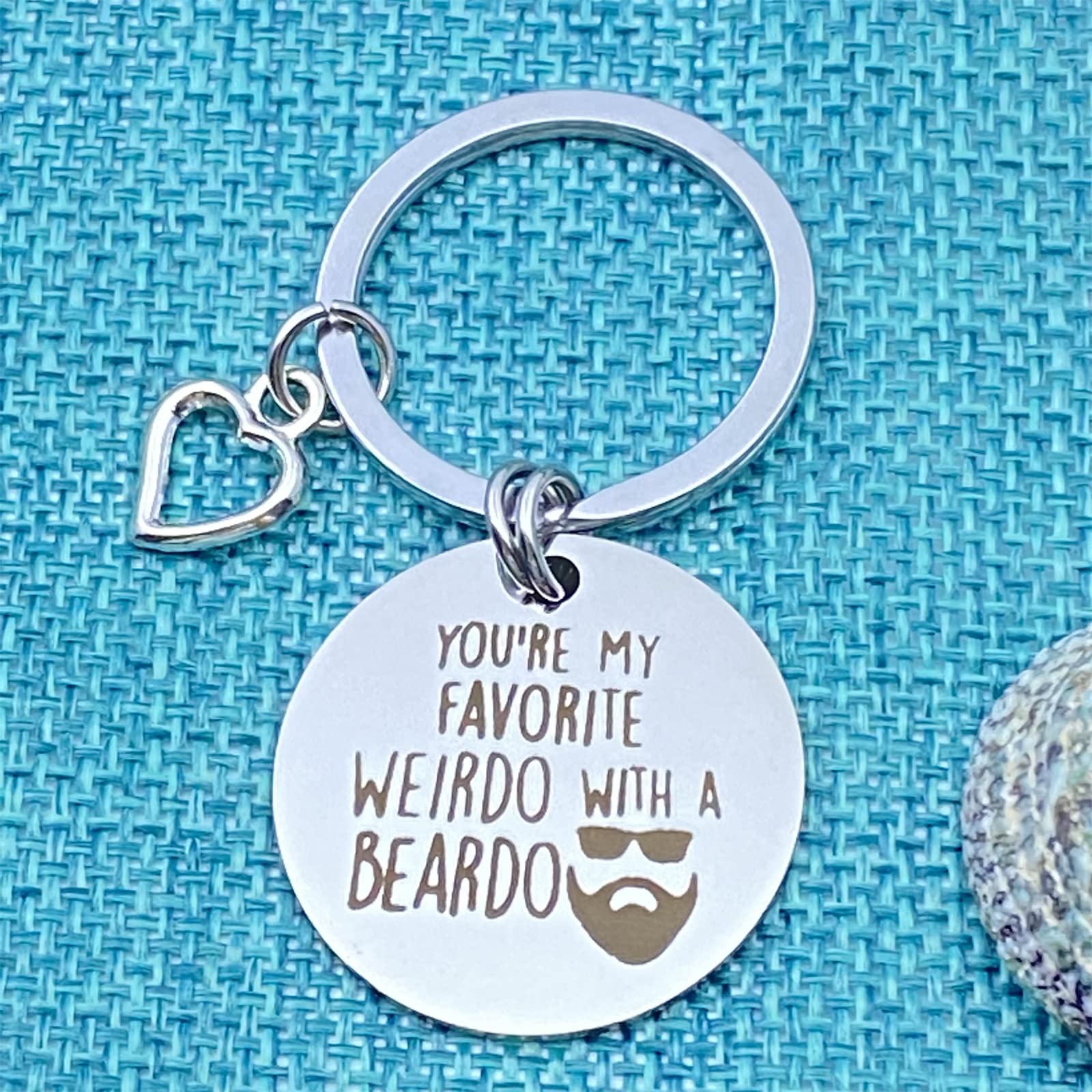 You're my Favorite Weirdo with a Beardo Keychain Funny Valentine's Day Gifts Keyring for Boyfriend Husband Bridegroom Fiancé Father's Day Keyring Anniversary Birthday Christmas Gifts for Men Jewelry