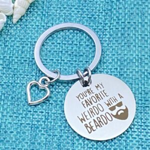 You're my Favorite Weirdo with a Beardo Keychain Funny Valentine's Day Gifts Keyring for Boyfriend Husband Bridegroom Fiancé Father's Day Keyring Anniversary Birthday Christmas Gifts for Men Jewelry