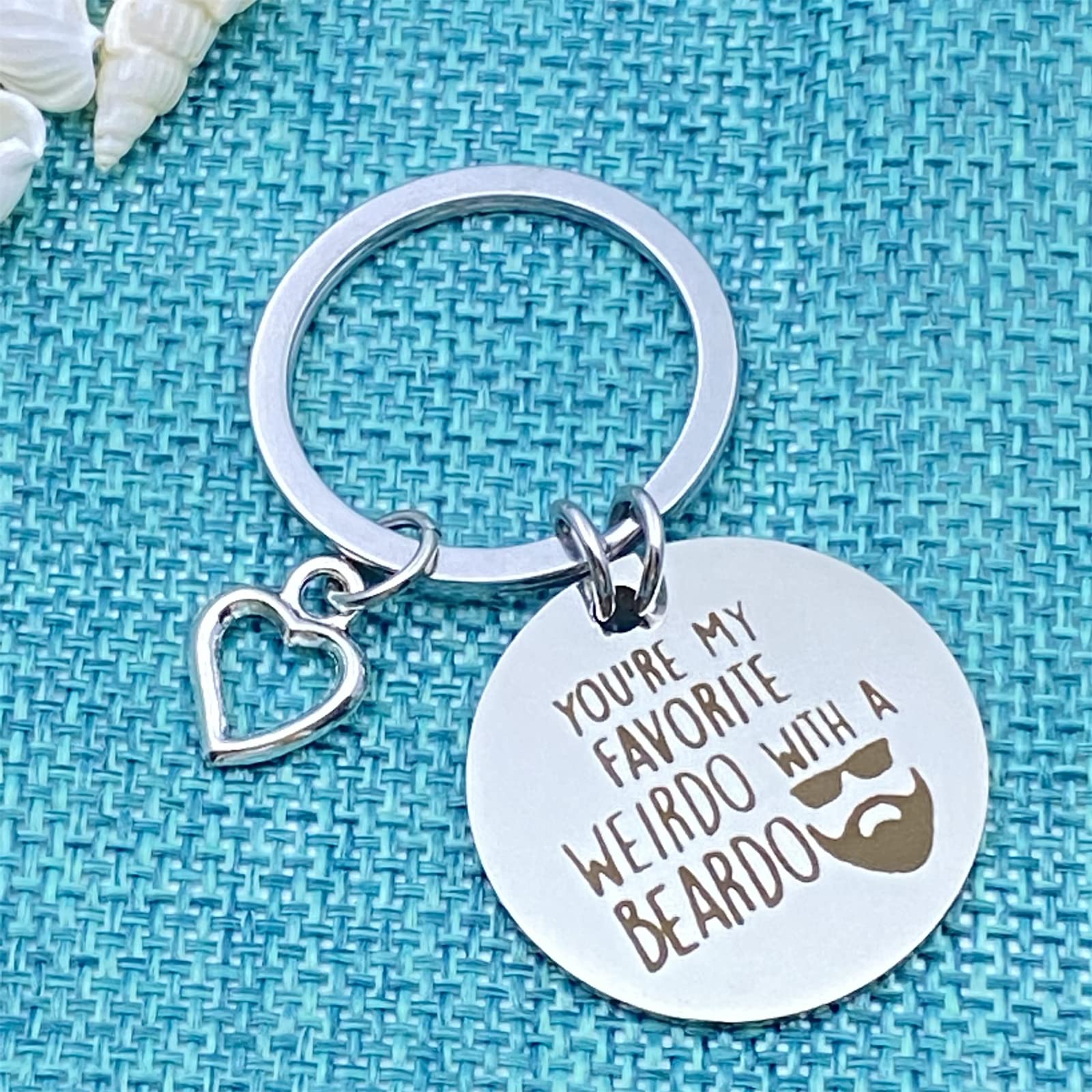 You're my Favorite Weirdo with a Beardo Keychain Funny Valentine's Day Gifts Keyring for Boyfriend Husband Bridegroom Fiancé Father's Day Keyring Anniversary Birthday Christmas Gifts for Men Jewelry