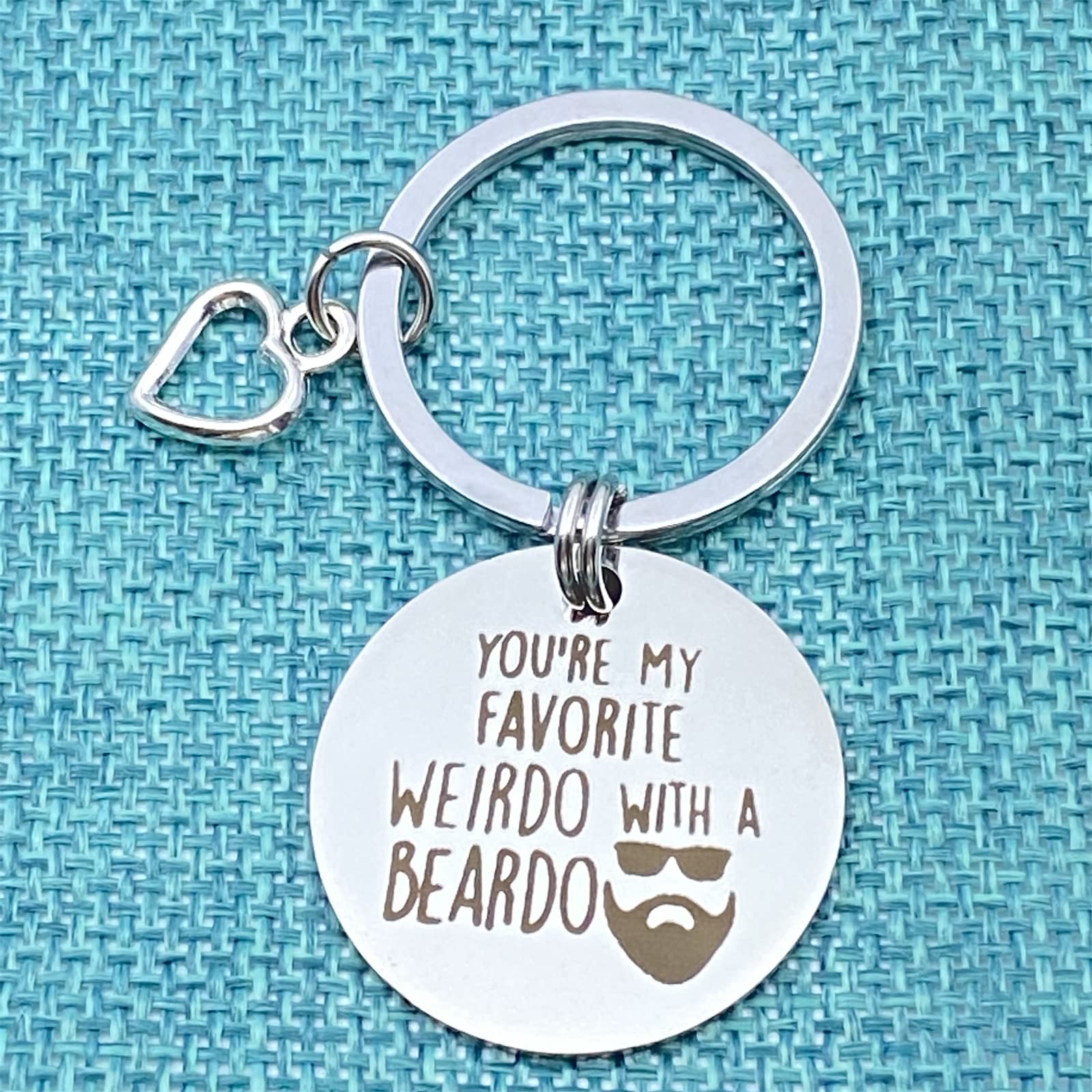 You're my Favorite Weirdo with a Beardo Keychain Funny Valentine's Day Gifts Keyring for Boyfriend Husband Bridegroom Fiancé Father's Day Keyring Anniversary Birthday Christmas Gifts for Men Jewelry