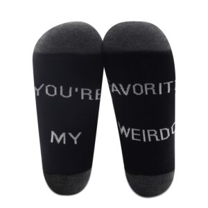 mbmso 2 pairs you are my favorite weirdo socks funny couples socks for him her husband wife boyfriend gift (2 pairs weirdo socks)