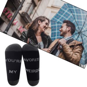 MBMSO 2 Pairs You are My Favorite Weirdo Socks Funny Couples Socks for Him Her Husband Wife Boyfriend Gift (2 Pairs Weirdo Socks)