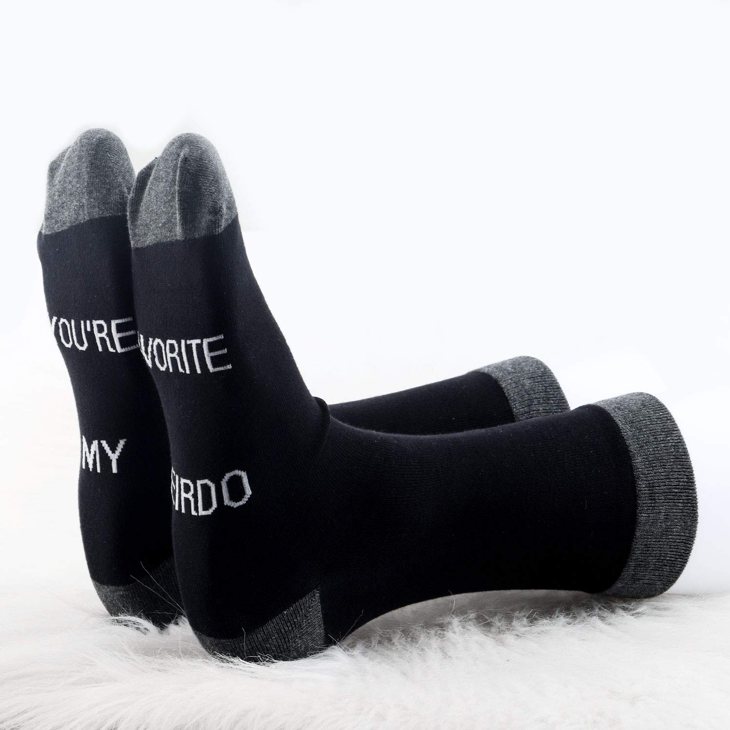 MBMSO 2 Pairs You are My Favorite Weirdo Socks Funny Couples Socks for Him Her Husband Wife Boyfriend Gift (2 Pairs Weirdo Socks)