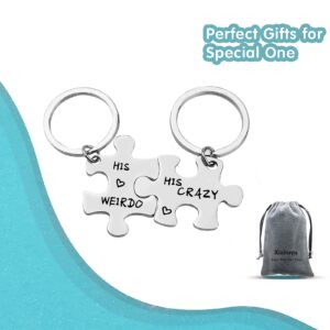 Xiahuyu Gay Couple Gifts for Men His Crazy His Weirdo Keychain Set Gay Pride Gift Gay Boyfriend Gift LGBT Gift Christmas Birthday Gifts Anniversary Valentines Day Gifts for Gay Couple