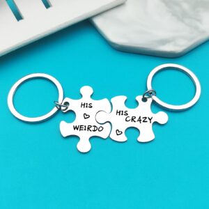 Xiahuyu Gay Couple Gifts for Men His Crazy His Weirdo Keychain Set Gay Pride Gift Gay Boyfriend Gift LGBT Gift Christmas Birthday Gifts Anniversary Valentines Day Gifts for Gay Couple