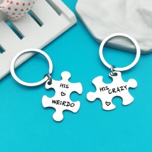 Xiahuyu Gay Couple Gifts for Men His Crazy His Weirdo Keychain Set Gay Pride Gift Gay Boyfriend Gift LGBT Gift Christmas Birthday Gifts Anniversary Valentines Day Gifts for Gay Couple