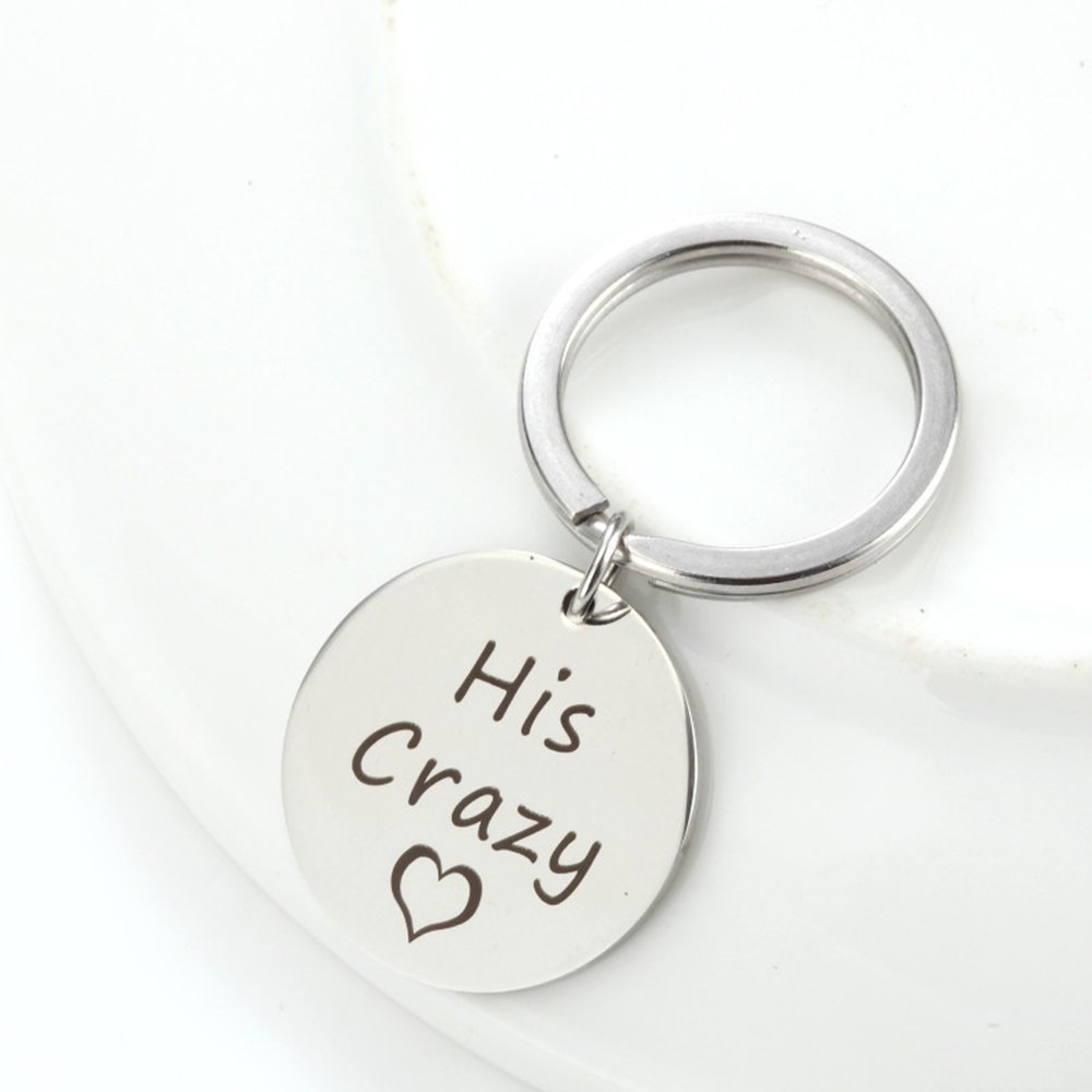 2pcs Couples Keychain Gift- His Crazy Her Weirdo, Best Gift for Boyfriend Girlfriend Husband Wife Couples Christmas