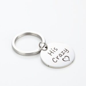 2pcs Couples Keychain Gift- His Crazy Her Weirdo, Best Gift for Boyfriend Girlfriend Husband Wife Couples Christmas